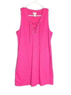 Tommy Bahama Active Sleeveless Midi Dress Lace-Up V-Neck Women’s Size Large